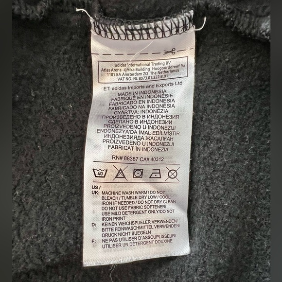 EUC Adidas Essential 3-Stripe Logo Hoodie Black Size L - Picture 5 of 5